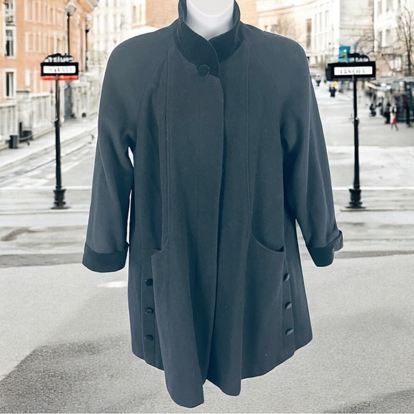 Vintage Herman Kay Black Wool Coat – Women’s Size 14 - Picture 10 of 10